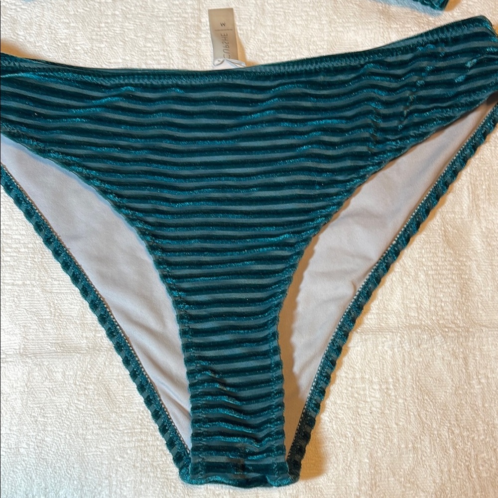 Teal Ribbed Bikini Set - Picture 2 of 6